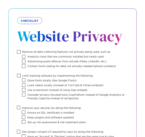 Website Privacy Checklist